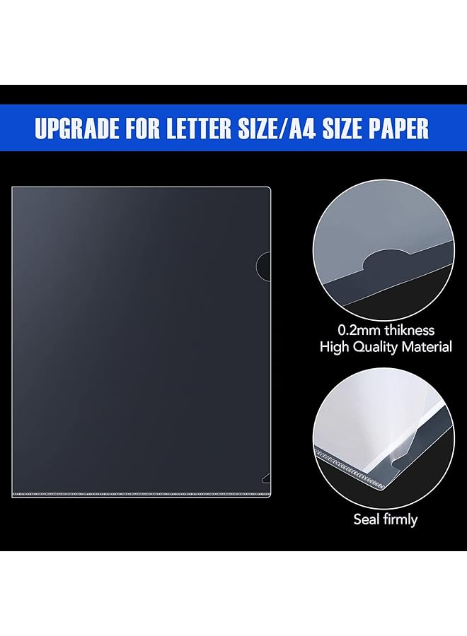 erorex Clear Document Folder L Type Transparent Project Sleeves Project Pockets Plastic Folders For Office And School Transparent Color L Type Folders Copy Safe Project Pockets 60Pcs 12 * 8.5In - Image 2