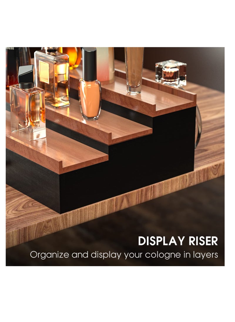 Excefore - Wooden Cologne Organizer, Perfume Stand for Men, 3 Tier of Cologne Display with Drawer Storage Perfume Organizer Display, Perfume Organizer for Dresser, Great Gift for Man, Black Walnut - Image 1
