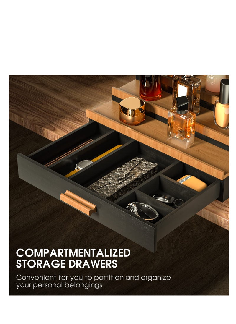 Excefore - Wooden Cologne Organizer, Perfume Stand for Men, 3 Tier of Cologne Display with Drawer Storage Perfume Organizer Display, Perfume Organizer for Dresser, Great Gift for Man, Black Walnut - Image 1