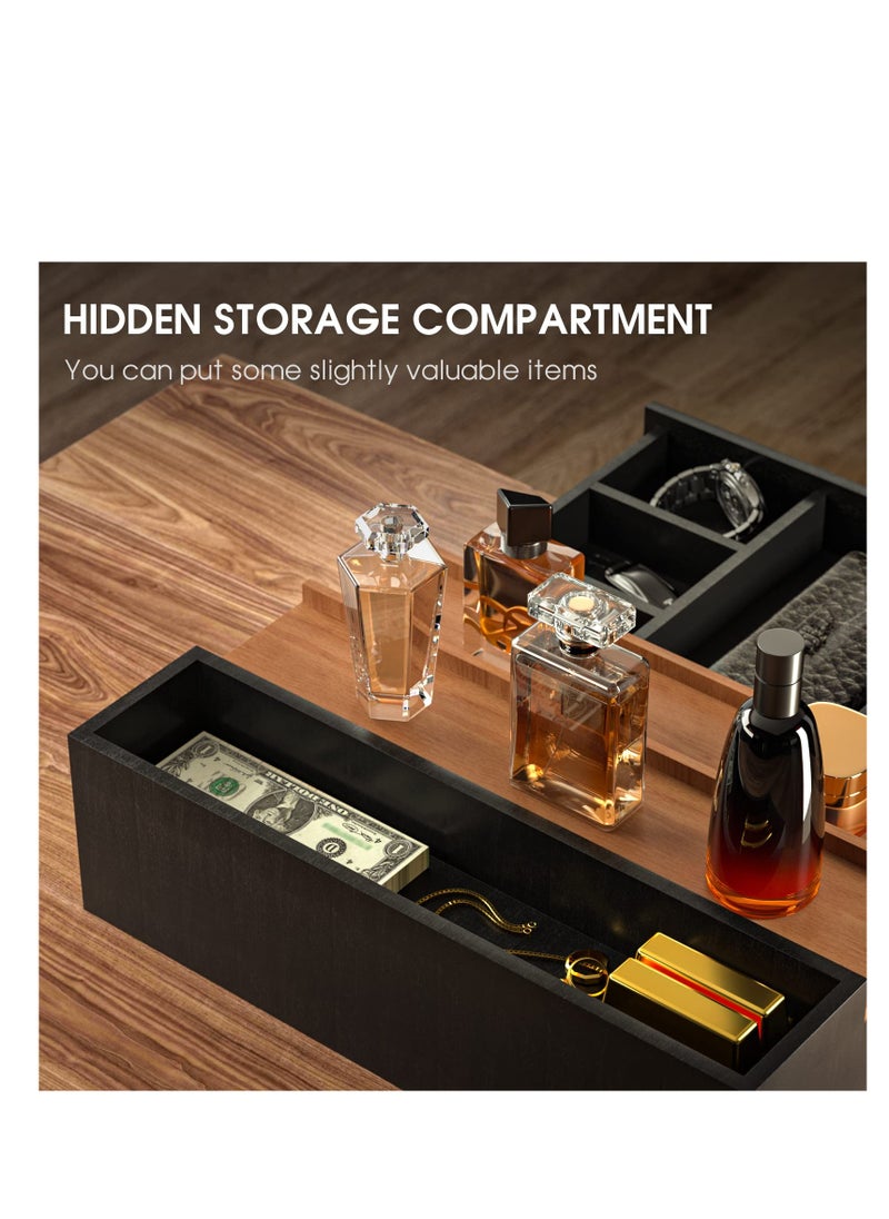Excefore - Wooden Cologne Organizer, Perfume Stand for Men, 3 Tier of Cologne Display with Drawer Storage Perfume Organizer Display, Perfume Organizer for Dresser, Great Gift for Man, Black Walnut - Image 1
