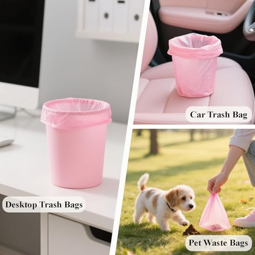 JILLICK 200 Pack Small Garbage Bags Perfect for Desktop Trash Cans Odorless Pink - Image 5