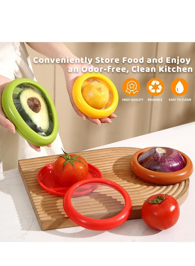 بلان A حاويات تخزين بلاستيكية محكمة الغلق للخضروات والفواكه، قابلة لإعادة الاستخدام، لحفظ الطماطم والليمون والأفوكادو طازجة، مثالية للثلاجة وسهلة التنظيف (4 قطع) - Image 4