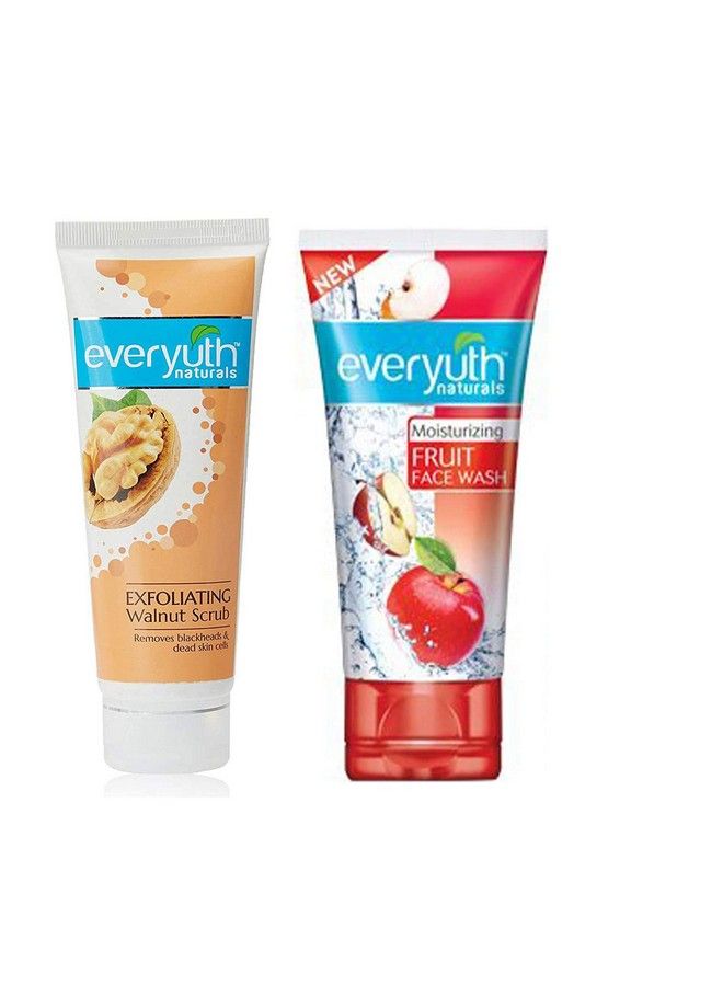 Everyuth Naturals Fruit Face Wash 50Gm And Exfoliating Walnut Scrub 50Gm With Bringa Cleanser Trial Pack Combo Pack - Image 2