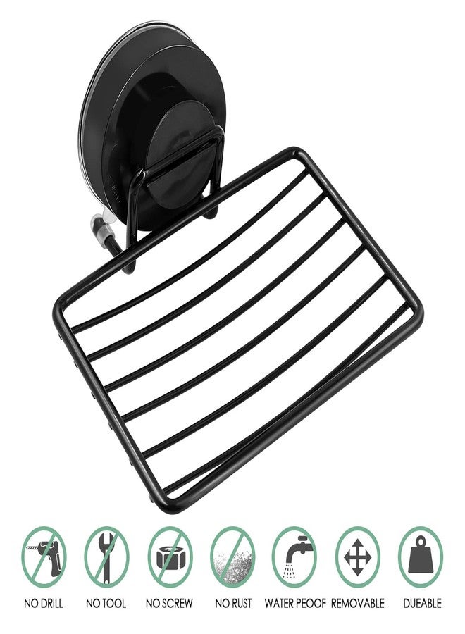 Top-spring Black Shower Soap Holder, 2 Packs, Suction Cup Bar Soap Dish, Stainless Steel Soap Dish Tray, Draining Soap Holder for Shower Bathroom Tub Kitchen Sink - Image 2