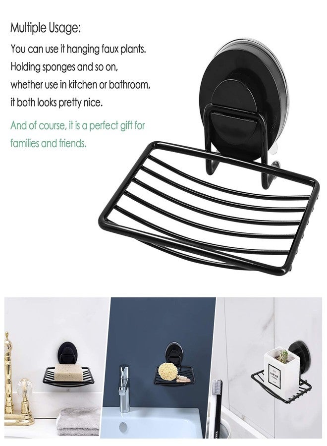 Top-spring Black Shower Soap Holder, 2 Packs, Suction Cup Bar Soap Dish, Stainless Steel Soap Dish Tray, Draining Soap Holder for Shower Bathroom Tub Kitchen Sink - Image 5