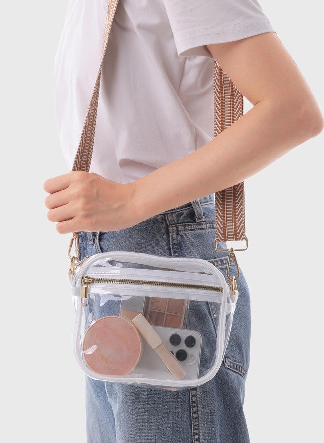Fibrdoo Clear Bag Stadium Approved, Leather Clear Crossbody Purse Bag for Concerts Sports Events Festivals, Zhw-white, 7.87 inches - Image 2