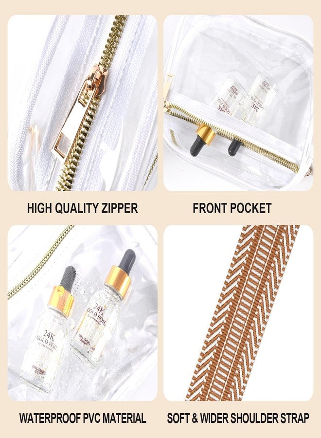Fibrdoo Clear Bag Stadium Approved, Leather Clear Crossbody Purse Bag for Concerts Sports Events Festivals, Zhw-white, 7.87 inches - Image 4