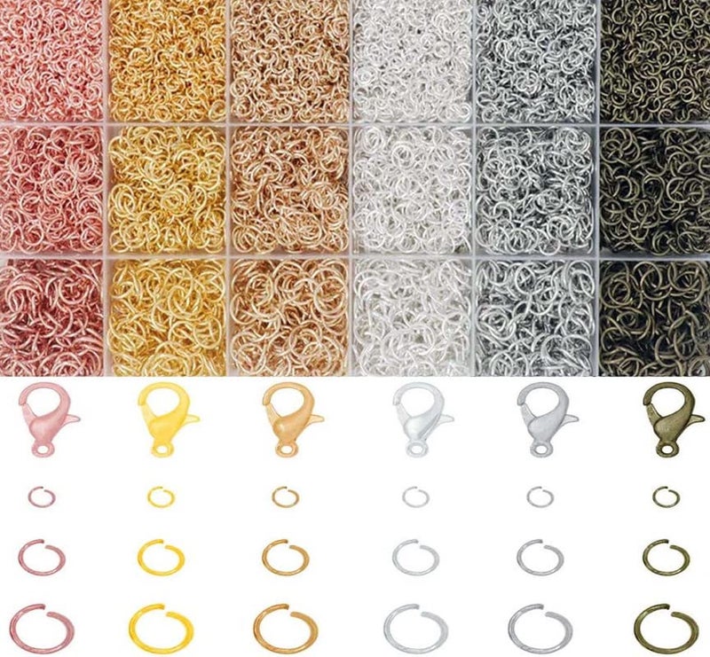 DIY Crafts DIY Crafts 250X Only Jump Rings, KC Gold, D Hook Type Swivel Clasps Set Metal Lanyard Snap Lobster Claw Clasps Keychain Rings Eye Screws Jump Rings Screw Min (250X Only Jump Rings, KC Gold)  - Image 1