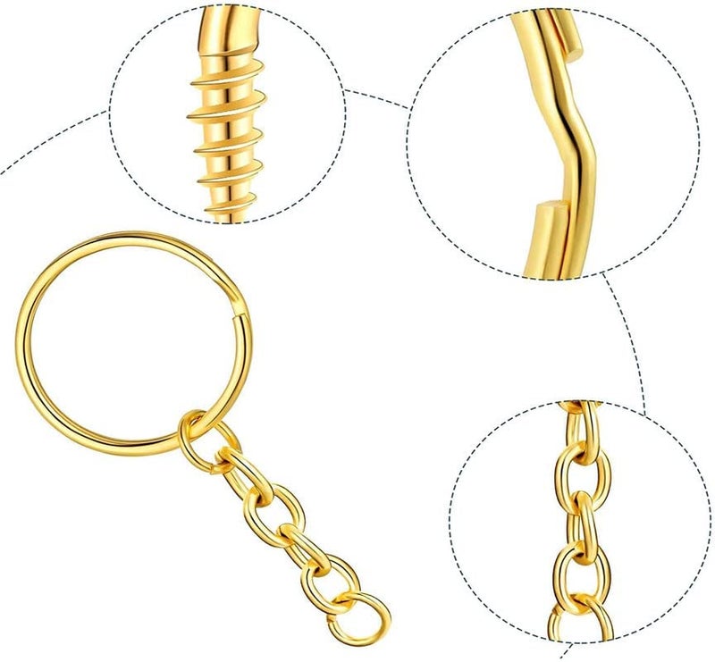 DIY Crafts DIY Crafts 250X Only Jump Rings, KC Gold, D Hook Type Swivel Clasps Set Metal Lanyard Snap Lobster Claw Clasps Keychain Rings Eye Screws Jump Rings Screw Min (250X Only Jump Rings, KC Gold)  - Image 3
