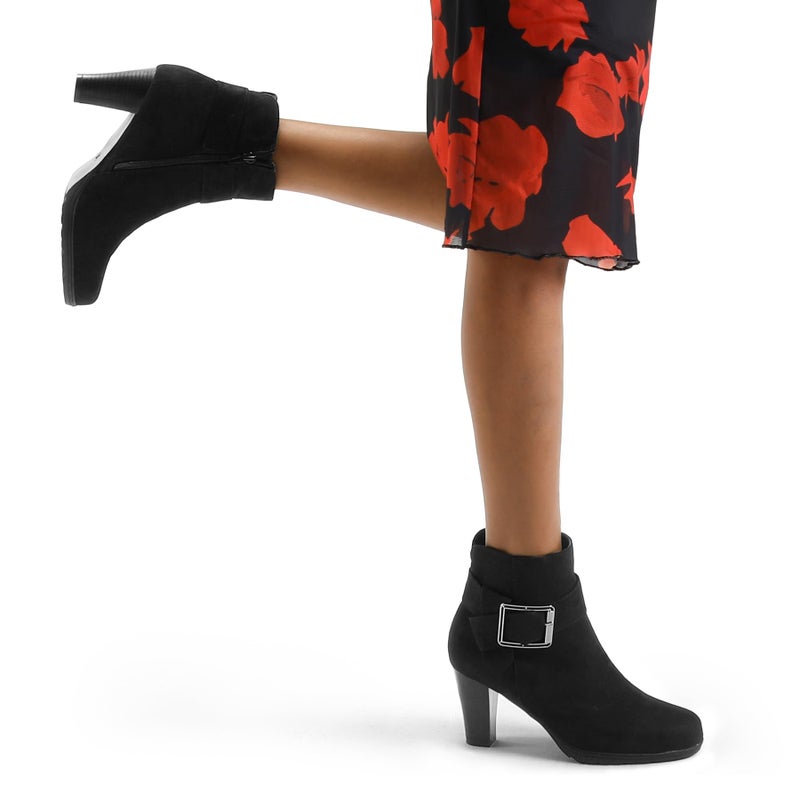 mysoft Women's Booties with Heel, Chunky Stacked Heel Zipper Ankle Boots for Ladies - Image 2