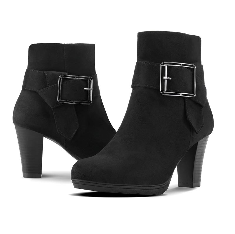 mysoft Women's Booties with Heel, Chunky Stacked Heel Zipper Ankle Boots for Ladies - Image 4