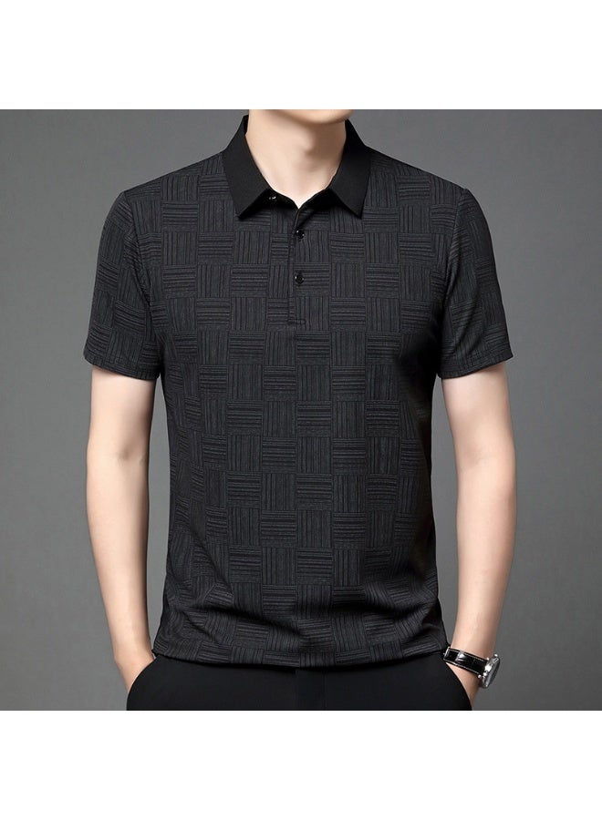 Men's  Printed Business Casual Short Sleeved POLO Shirt Fashion Short Sleeved Comfortable and Breathable Top - Image 2