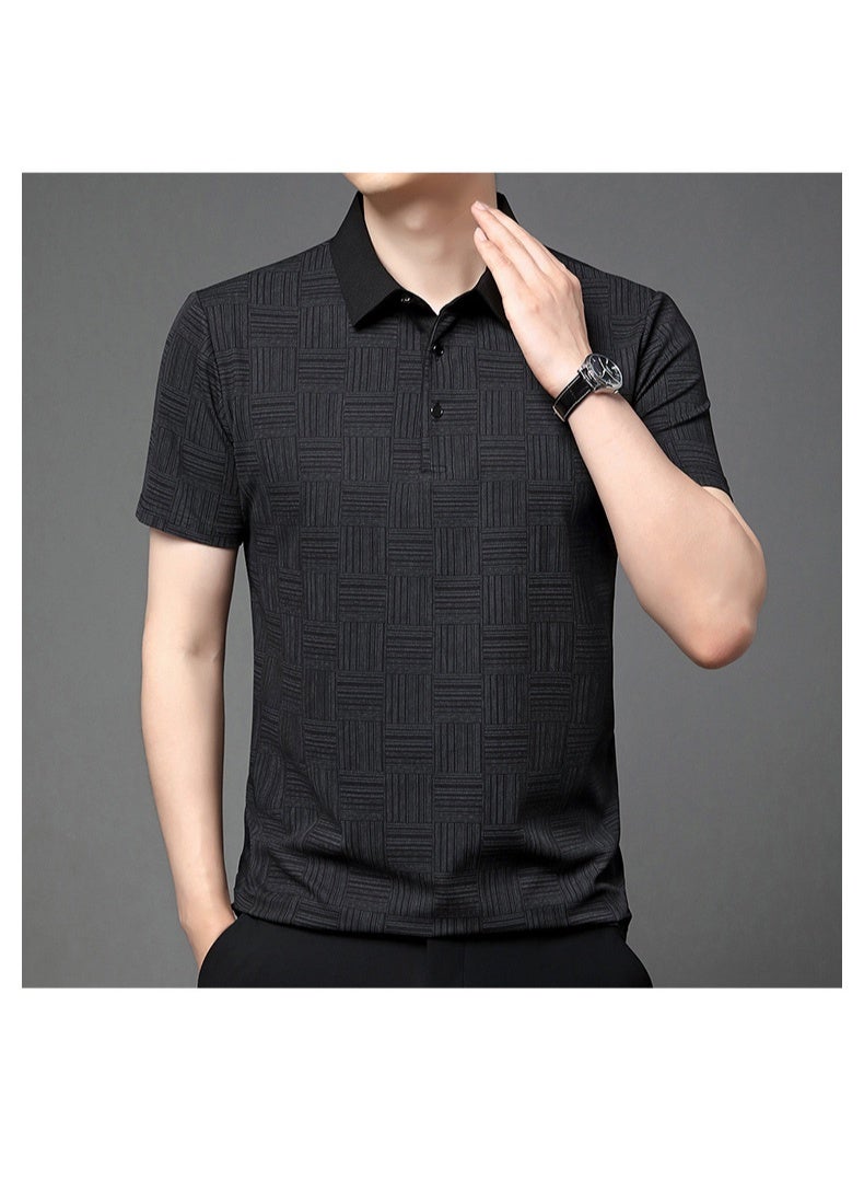 Men's  Printed Business Casual Short Sleeved POLO Shirt Fashion Short Sleeved Comfortable and Breathable Top - Image 3