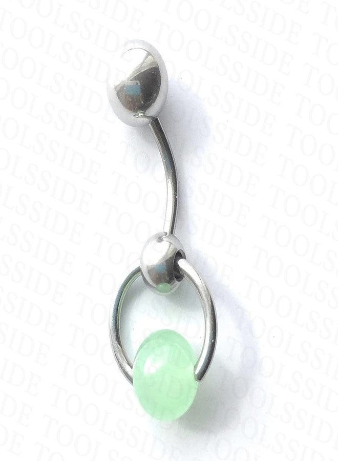 TOOLSSIDE مجوهرات ثقب السرة من TOOLSSIDE VCH مع حجر اليشم الصيني المهدئ، مصنوعة من الفولاذ المقاوم للصدأ، حلقات ثقب السرة للنساء، مقاس 14G - Image 1