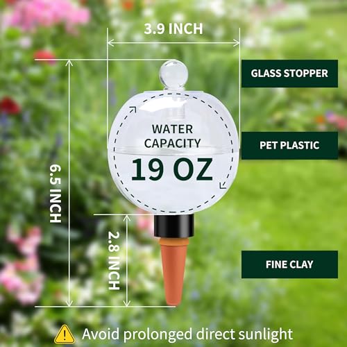 Soilagua 19 oz Extra Large Plant Self Watering Globes Top Fill Plastic Water Bulbs Slow Release Terracotta Self Watering Planter Insert Plant Watering Devices System Water Spikes Stakes 2 Pack - Image 3