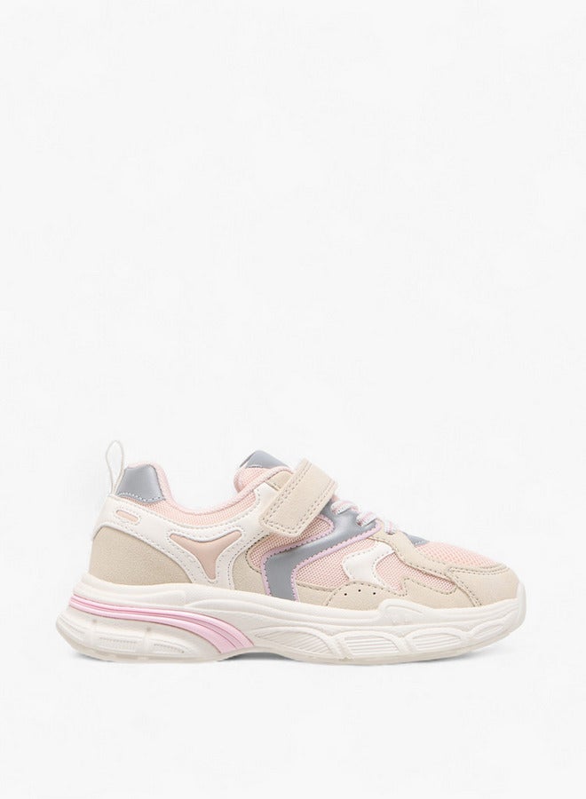 Little Missy Girls Panelled Sneakers with Hook and Loop Closure  - Image 3