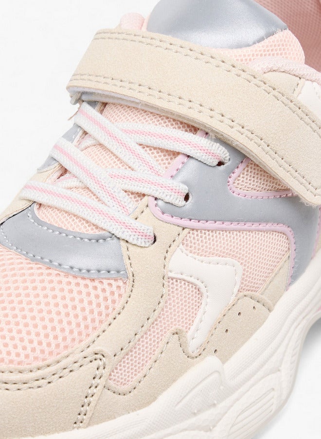 Little Missy Girls Panelled Sneakers with Hook and Loop Closure  - Image 4