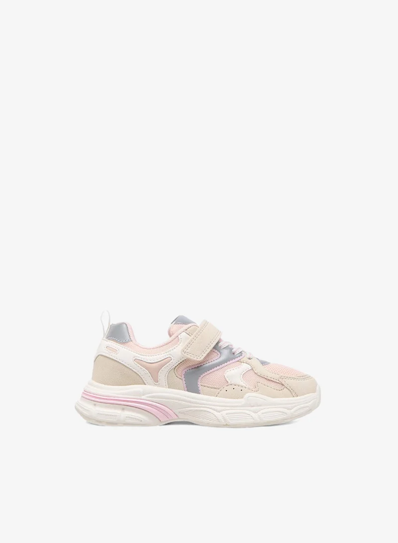 Little Missy Girls Panelled Sneakers with Hook and Loop Closure