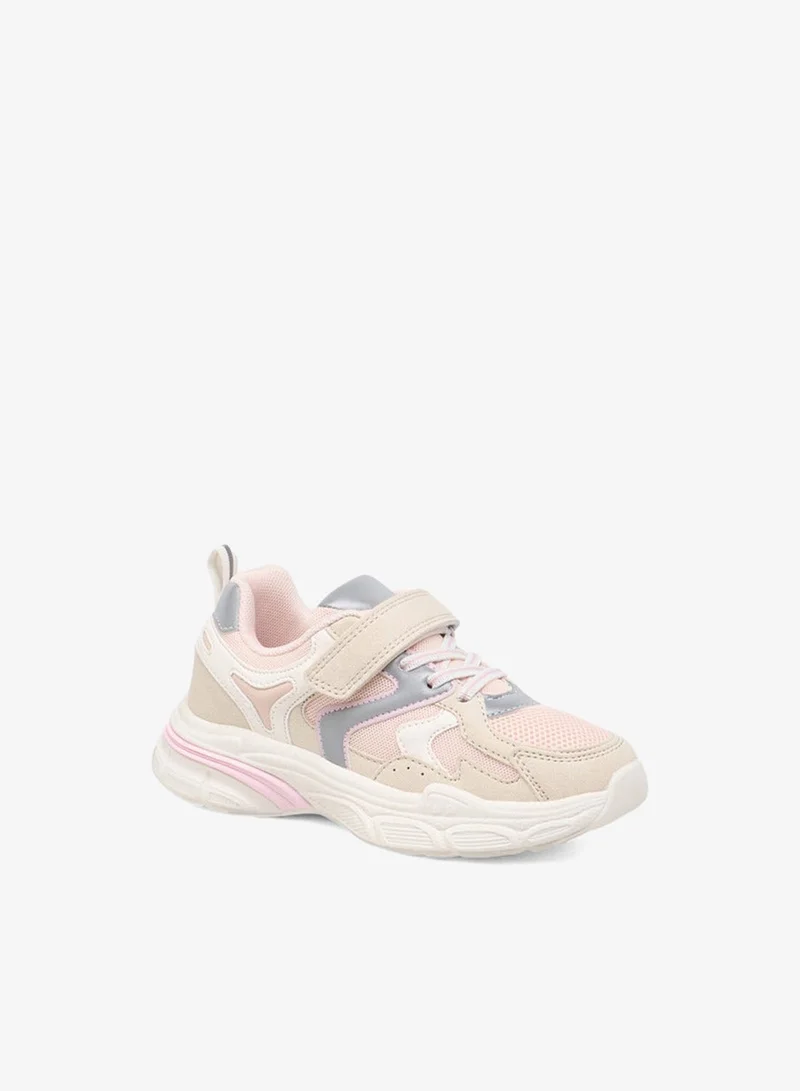 Little Missy Girls Panelled Sneakers with Hook and Loop Closure