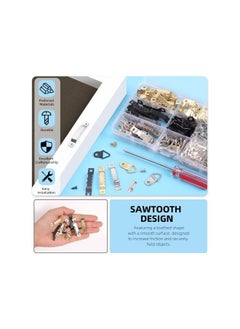 Glarks Glarks 631pcs Golden Silver Black Picture Hanging Kit, Include Sawtooth Picture Frame Hangers, Frame Turn Buttons, D Ring Picture Hangers, Screws and Screwdriver for Hanging Photo  - Image 5