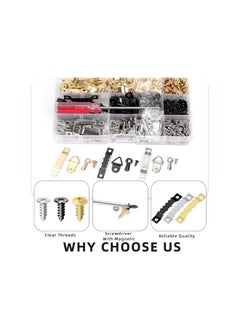 Glarks Glarks 631pcs Golden Silver Black Picture Hanging Kit, Include Sawtooth Picture Frame Hangers, Frame Turn Buttons, D Ring Picture Hangers, Screws and Screwdriver for Hanging Photo  - Image 3