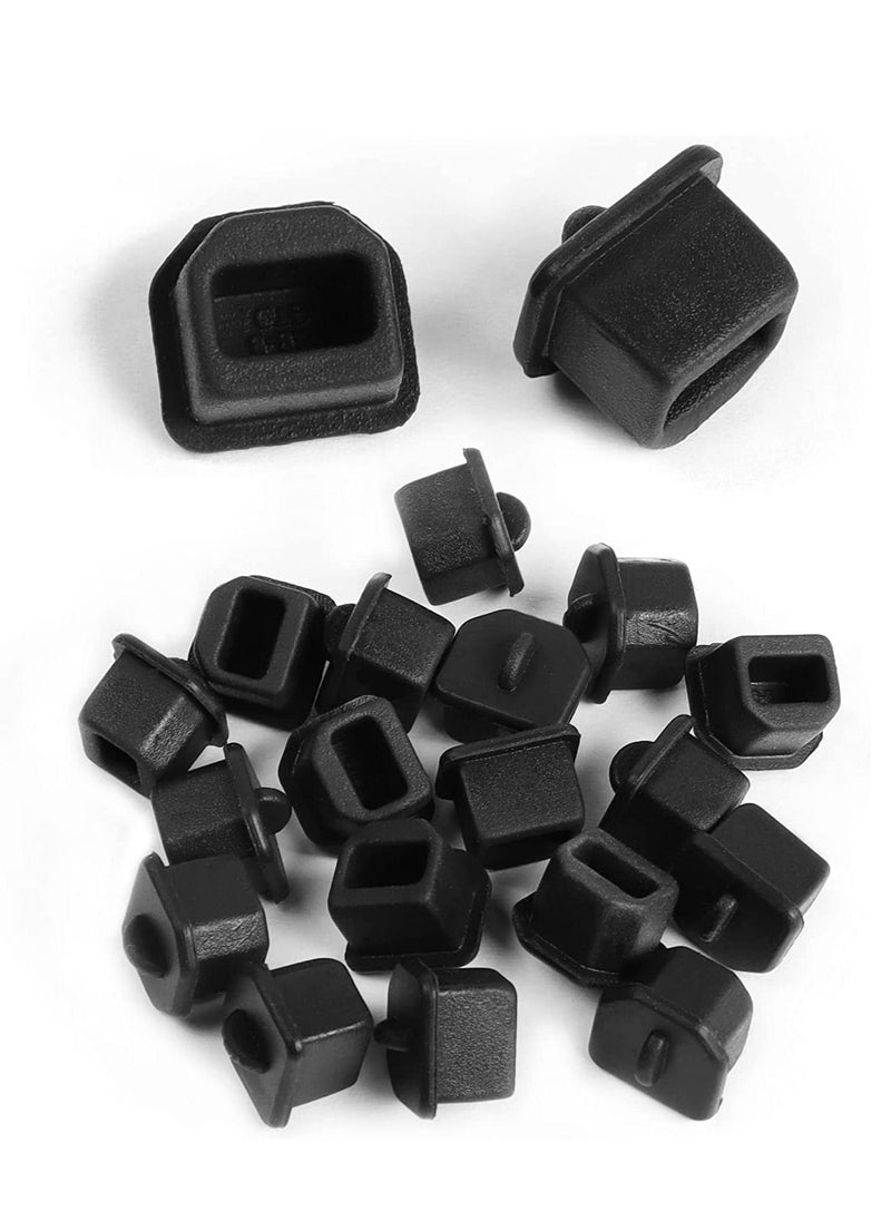 SYOSI 20pcs USB B Anti Dust Cap Cover Plugs USB B Female Dustproof Plug Soft Silicone Protector Black  - Image 1