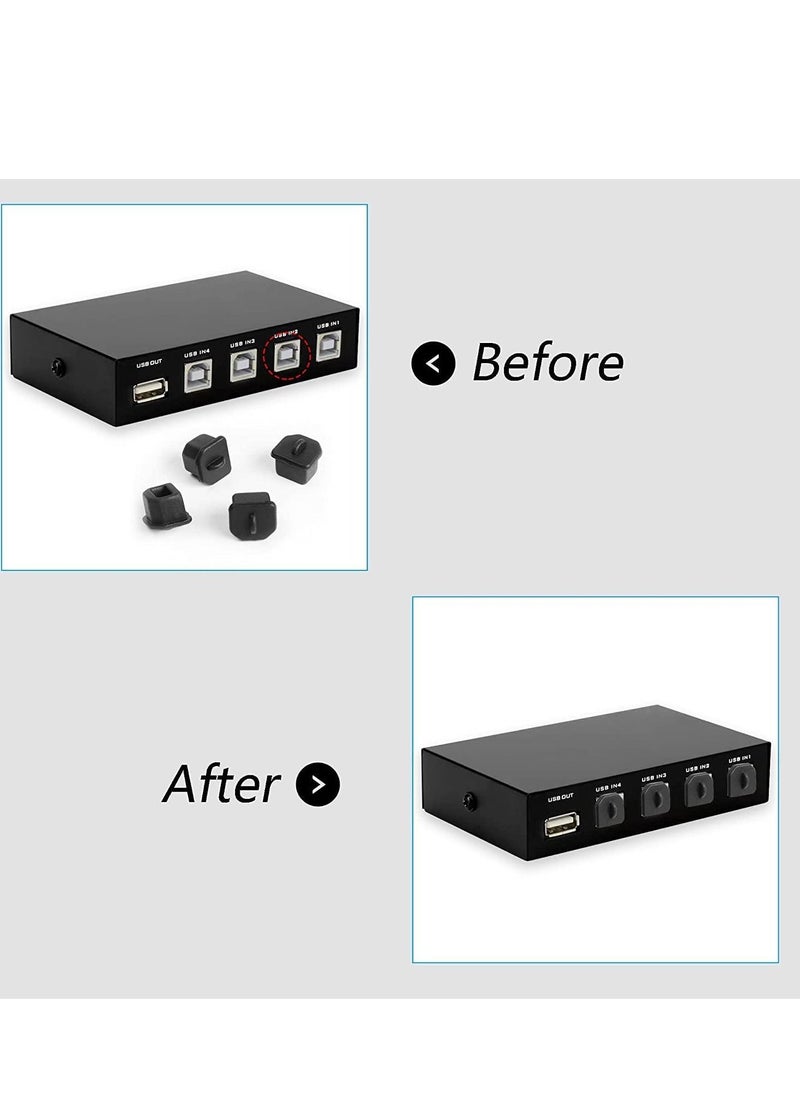 SYOSI 20pcs USB B Anti Dust Cap Cover Plugs USB B Female Dustproof Plug Soft Silicone Protector Black  - Image 3