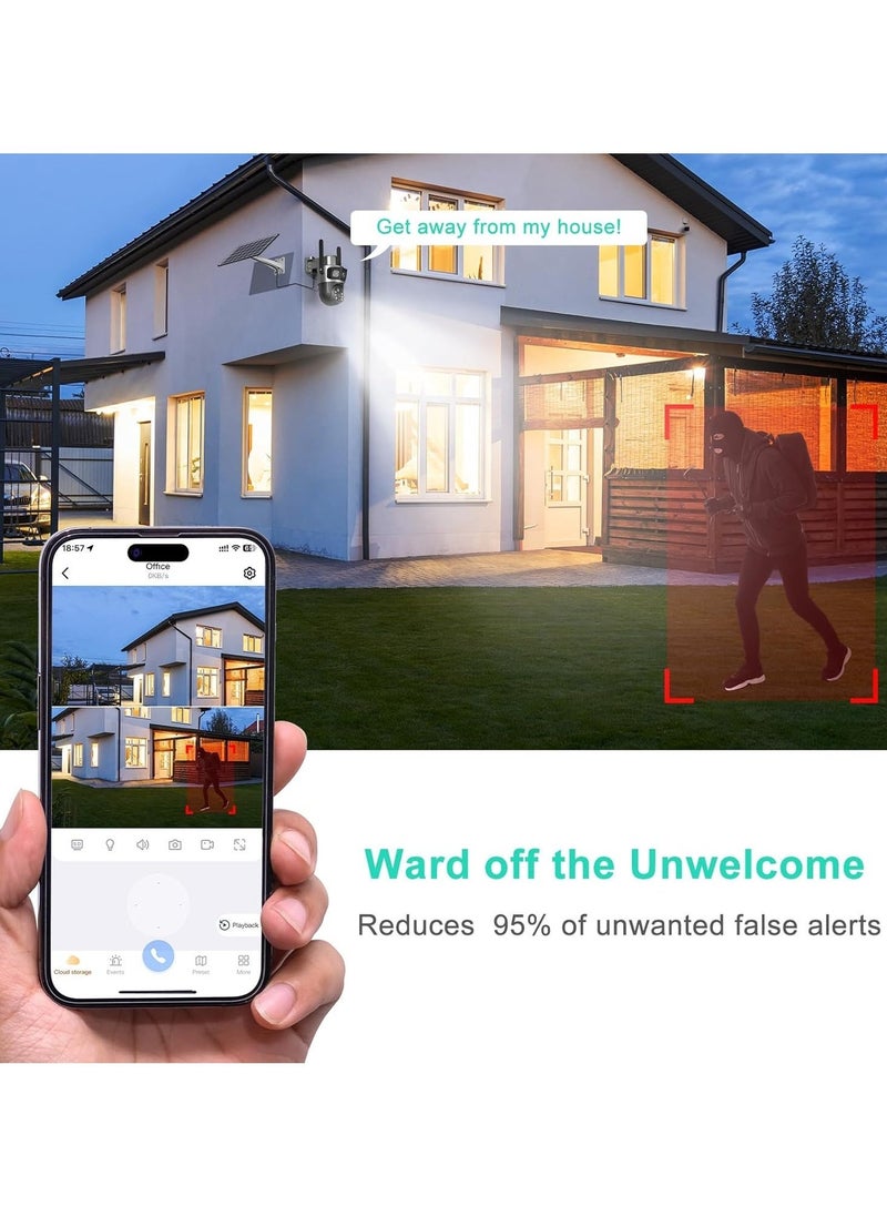 AL RAID 4MP 4G Solar Security Cameras, 4G Sim PTZ Cameras Outdoor for Home Security, 360° PTZ Surveillance Camera with Dual Lens, Night Vision, 2-Way Audio, PIR Motion Detection, Humanoid Auto Tracking - Image 3