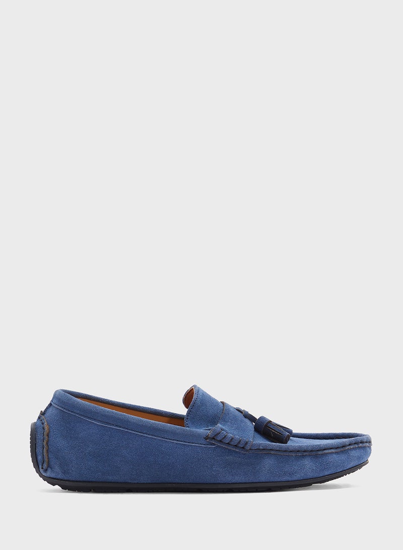 Robert Wood Tassel Detail Genuine Suede Leather Loafers  - Image 1