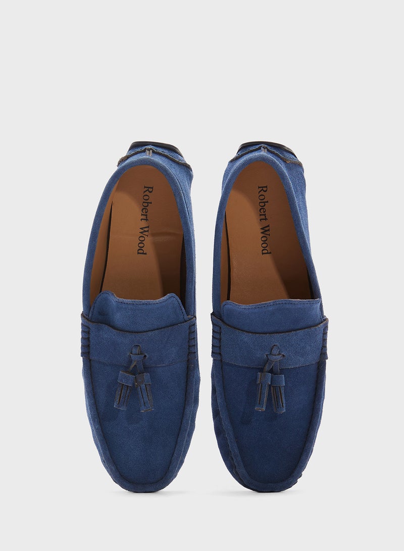 Robert Wood Tassel Detail Genuine Suede Leather Loafers  - Image 4