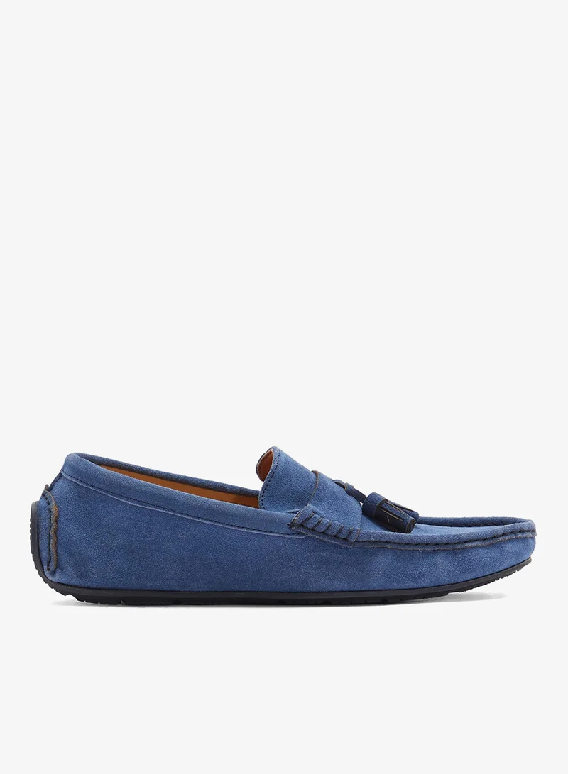 Tassel Detail Genuine Suede Leather Loafers