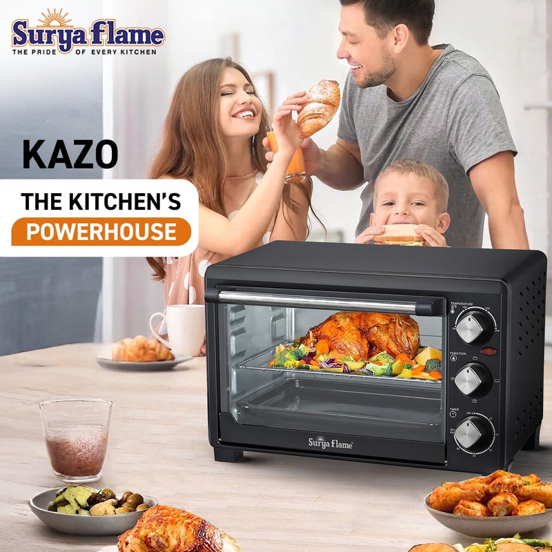 Surya Flame Surya Flame Oven Toaster Griller OTG 21 litres Black with RotisserieAutoShut Off HeatResistant Tempered Glass MultiStage Heat Selection Bake Grill Roast Easy clean  - Image 2