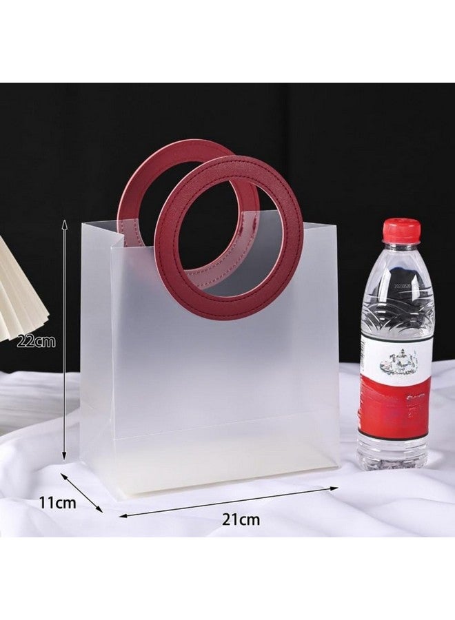 Satyam Kraft SATYAM KRAFT 6 Pcs Translucent Goodie Bag Round leather | Gift Bag for Her / Him, Handle hamper bag, Carry Bags, shopping gift bag, Presents, Packing, Wedding Return Gifts, Birthday, Events, Festivals (Red, 22 x 21 cm) - Image 4