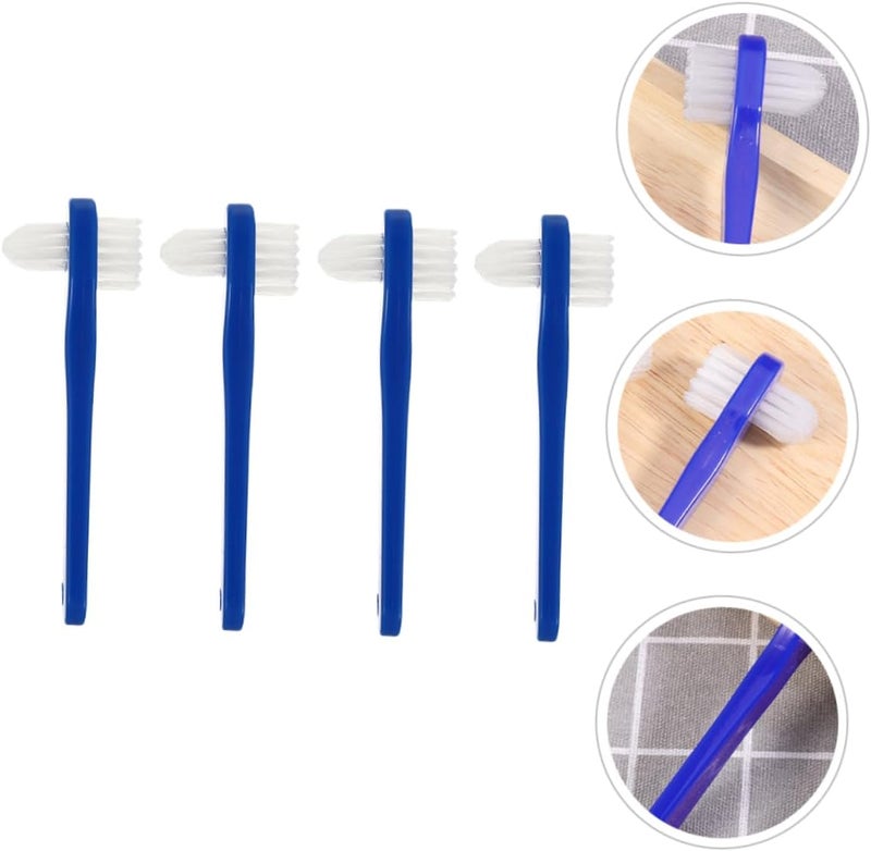 4 pcs Small Denture Cleaning Brush Double Head Toothbrush Portable Ergonomic Handle Lightweight Oral Care Tool for False Teeth Maintenance - Image 4