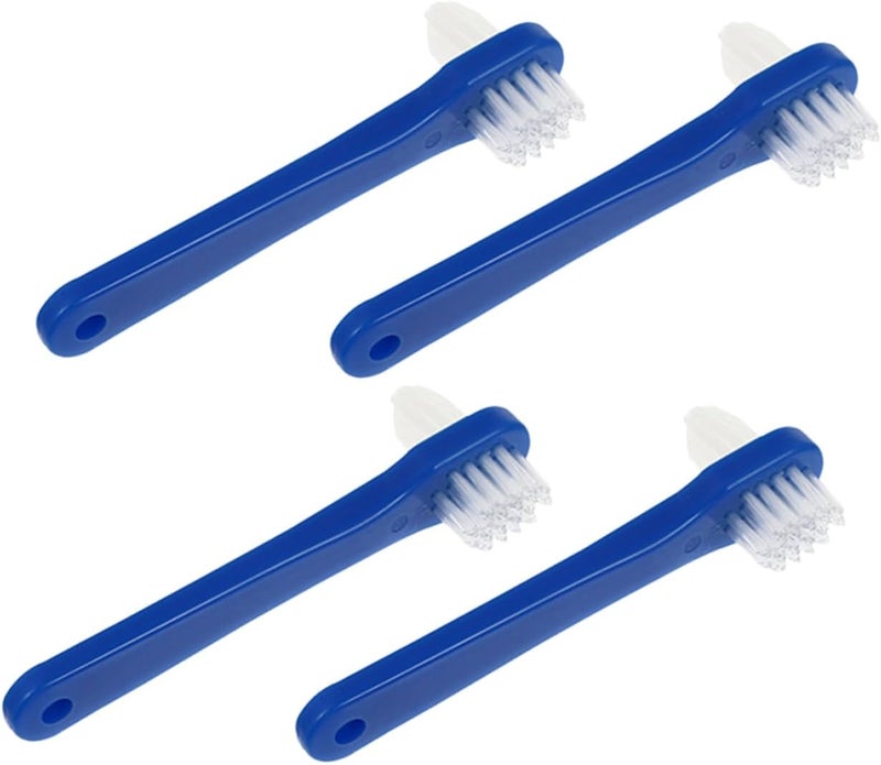 4 pcs Small Denture Cleaning Brush Double Head Toothbrush Portable Ergonomic Handle Lightweight Oral Care Tool for False Teeth Maintenance - Image 1
