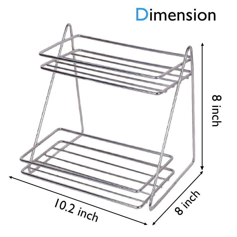 NH10 DESIGNS NH10 DESIGNS Stainless Steel Spice Bottle Container Rack Kitchen Counter Shelve Container Stand Boxes Utensils Dishes Plates Shelves Holder 2 Step Kitchen Spice and Vegetable Rack pack of 1 NHSP - Image 2