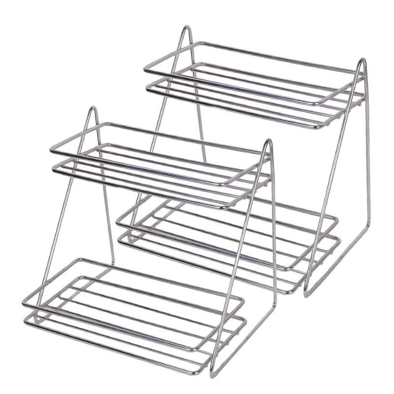 NH10 DESIGNS NH10 DESIGNS Stainless Steel Spice Bottle Container Rack Kitchen Counter Shelve Container Stand Boxes Utensils Dishes Plates Shelves Holder 2 Step Kitchen Spice and Vegetable Rack pack of 1 NHSP - Image 4