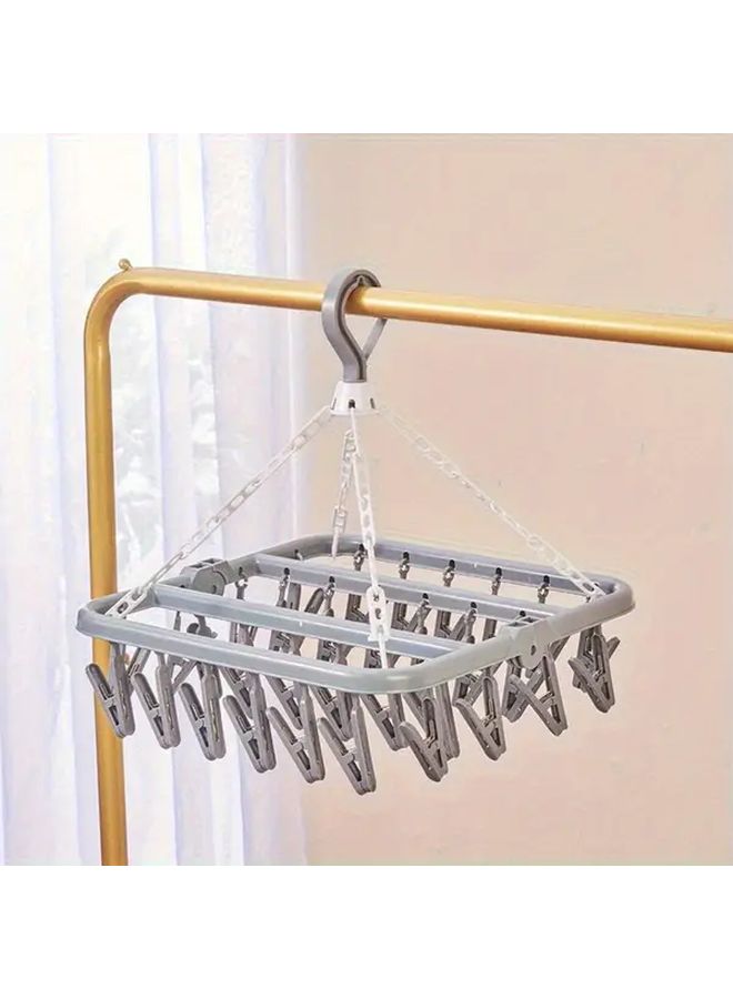 Blue Rotatable 32 Clip Space Saving Folding Hanger For Towels Socks Underwear - Image 4
