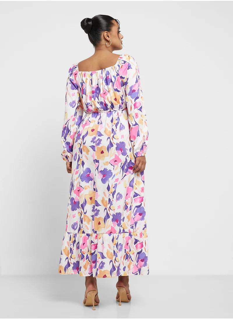 Ginger Plus Floral Print A Line Dress