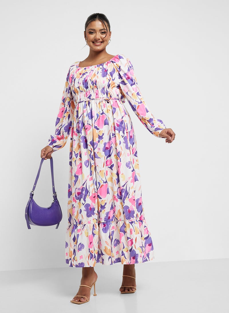 Ginger Plus Floral Shirred Maxi Dress - Image 1
