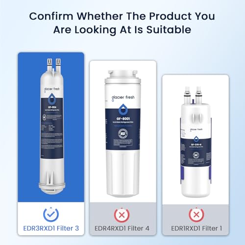 GLACIER FRESH EDR3RXD1 Compatible with 4396841 Refrigerator Water Filter KAD3RXD1 WHR3RXD1 4396841 4396710 Filter 3 469083469030 9030 9083 Refrigerator Water Filter 3 Pack - Image 3