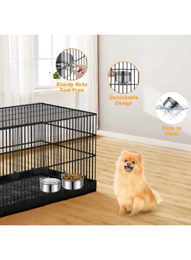 ShineMe Water Bowl for Dog Crate, ShineMe Stainless Steel Pet Food Bowls for Kennel Cage No Spill, Attachable Dog Crate Bowls Hanging 2 Pack for Medium and Small Sized Dog (5.5 * 2.9” & 4.9 * 3.3”) - Image 5