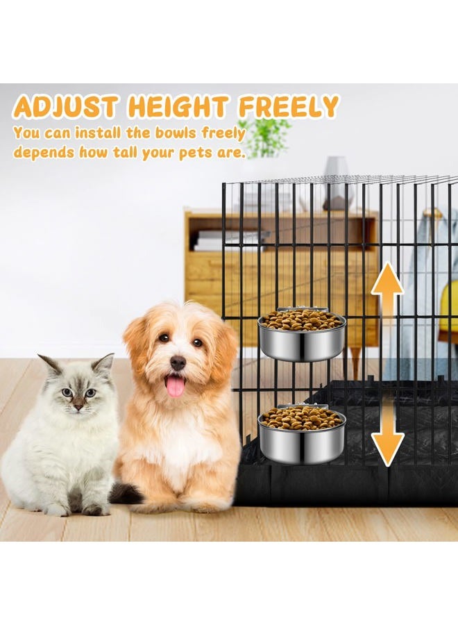 ShineMe Water Bowl for Dog Crate, ShineMe Stainless Steel Pet Food Bowls for Kennel Cage No Spill, Attachable Dog Crate Bowls Hanging 2 Pack for Medium and Small Sized Dog (5.5 * 2.9” & 4.9 * 3.3”) - Image 4