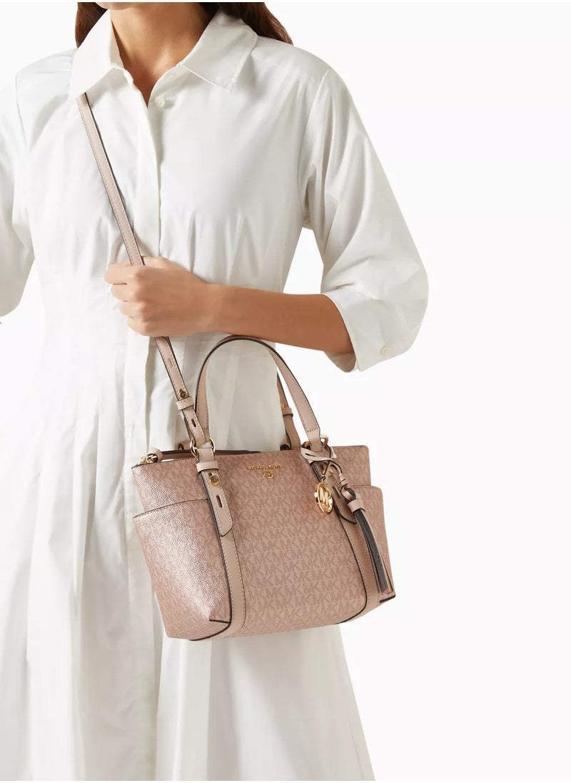 Sullivan Small Metallic Signature Logo Top-Zip Tote Bag