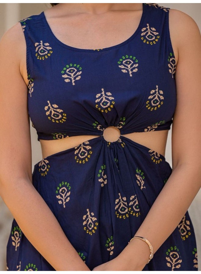 AKS Indigo Cut-Out Midi Dress  - Image 2