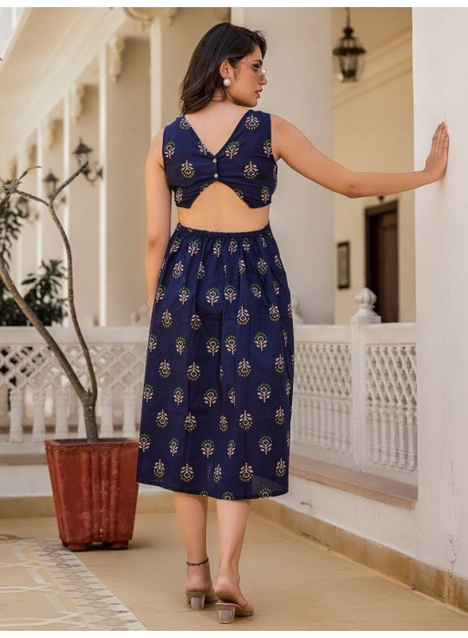 AKS Indigo Cut-Out Midi Dress  - Image 4