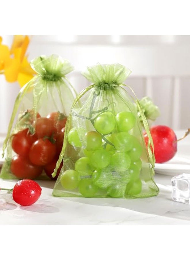 50Pcs Organza Bags 4x4.72 inches(10x12cm) Candy Mesh Gift Bags, Olive Green Satin Drawstring Organza Pouches for Jewelry, Watch, Small Christmas Sachet - Image 5