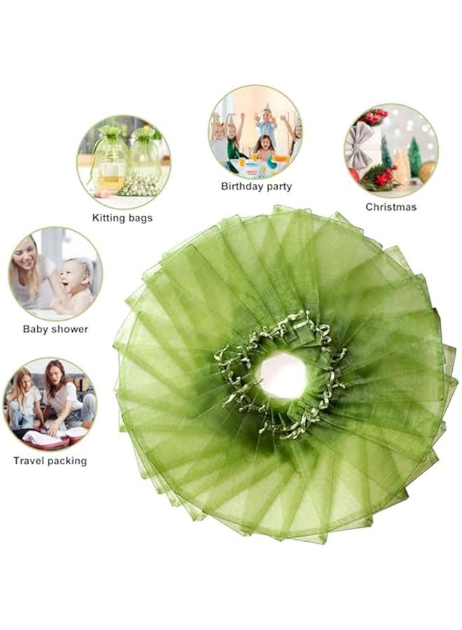 50Pcs Organza Bags 4x4.72 inches(10x12cm) Candy Mesh Gift Bags, Olive Green Satin Drawstring Organza Pouches for Jewelry, Watch, Small Christmas Sachet - Image 3