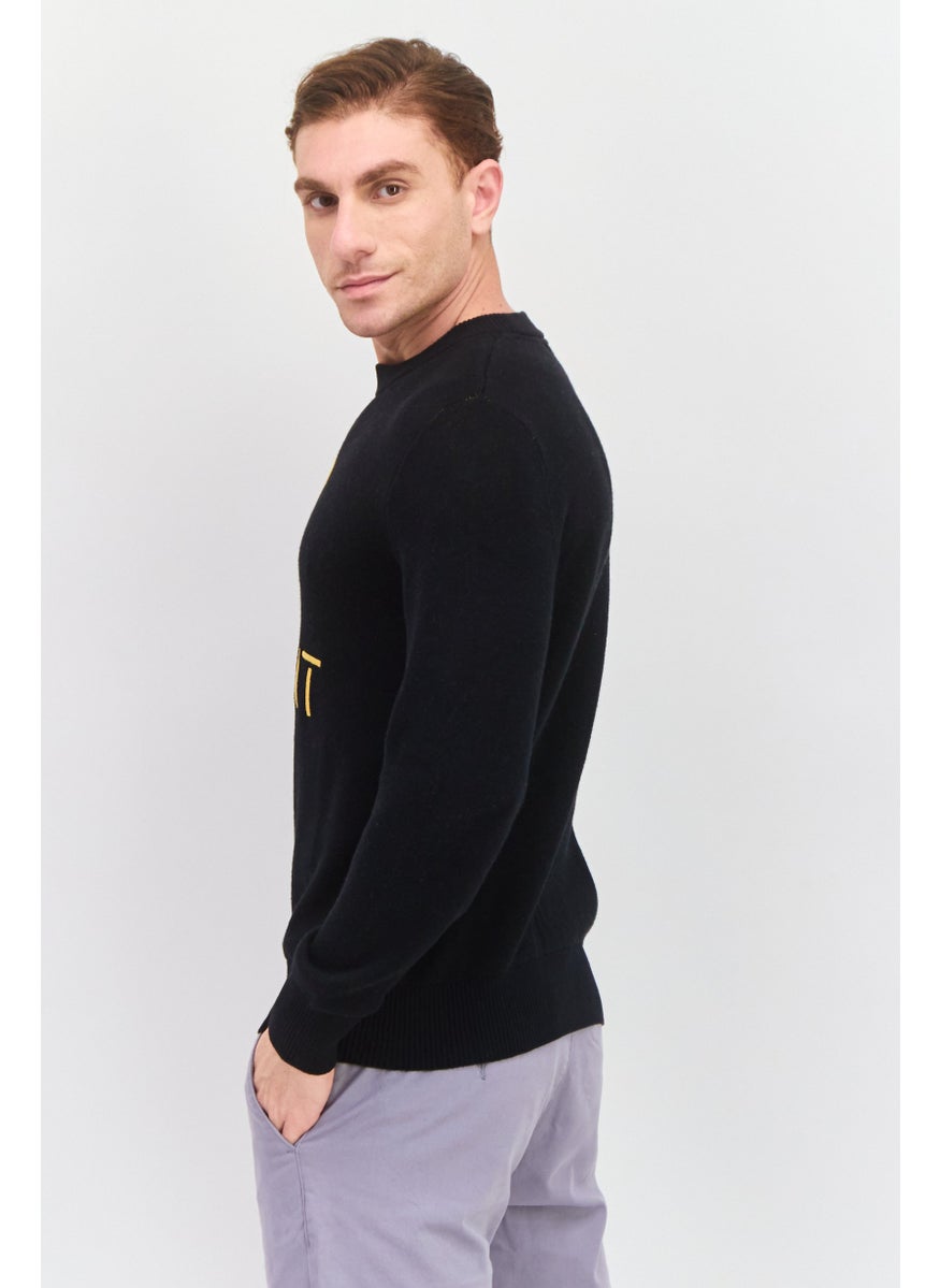 Esprit x Rest and Recreation Men Crew Neck Brand Logo Sweater, Black Combo  - Image 3