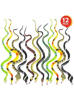 Realistic Rainforest Rubber Snake Toys Pack Of 12 14 Inches Long Real Look Scales Reptile Birthday Party Favors Fake Prank Prop Gift Idea For Boys And Girls